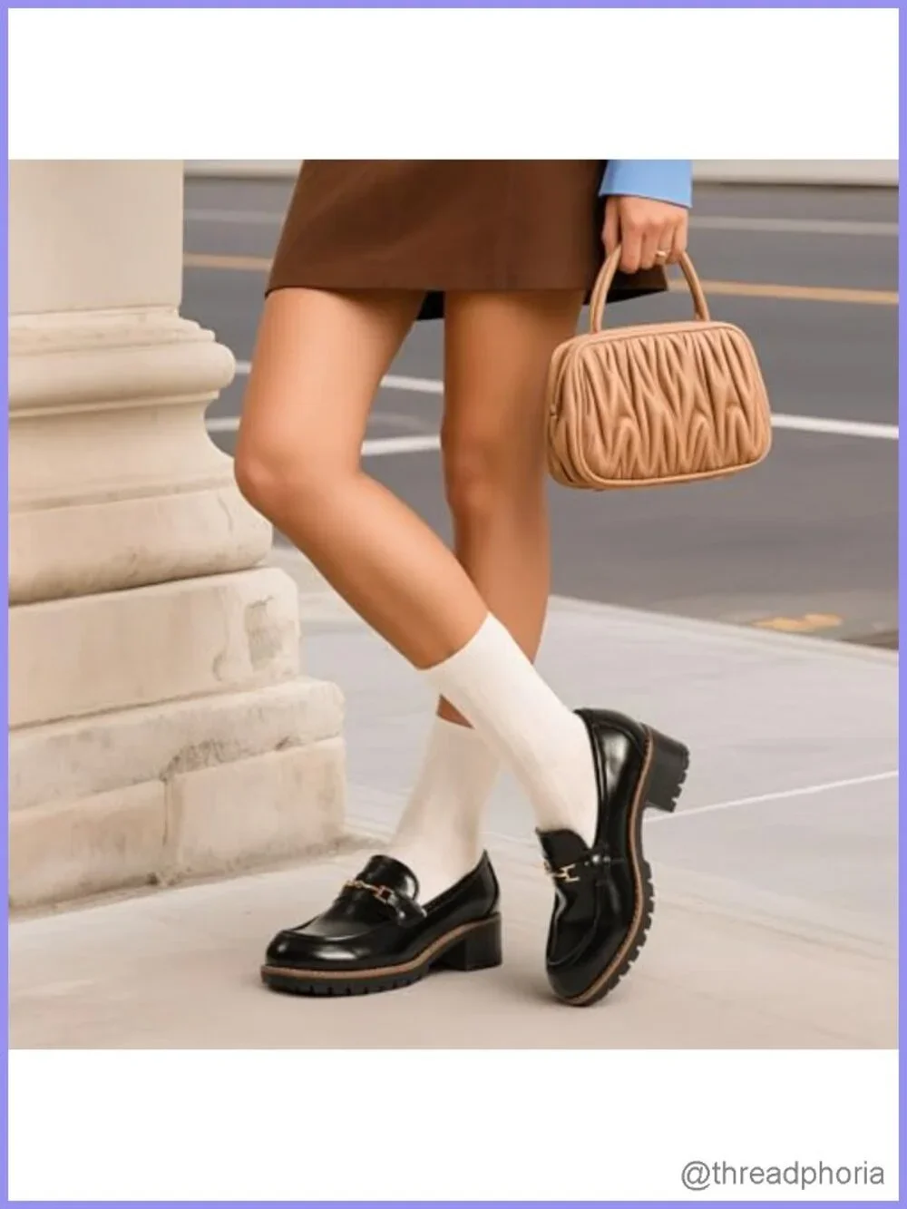 Chunky Platform Loafers, Slip-On Dressy Business Casual Shoes with Memory Foam